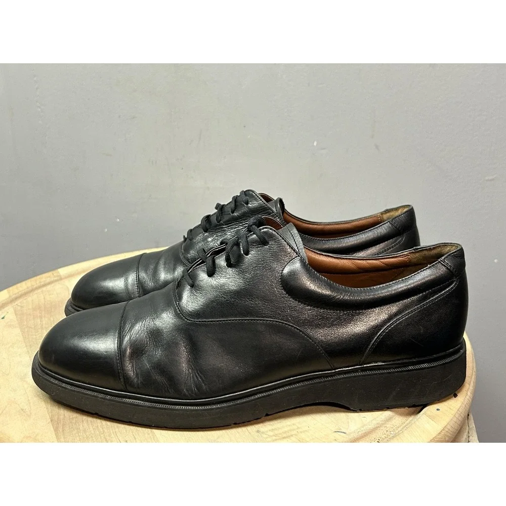 Rockport Dress Shoes Mens Size 13 Black Leather Oxford Cap Toe Vibram‎ MM338